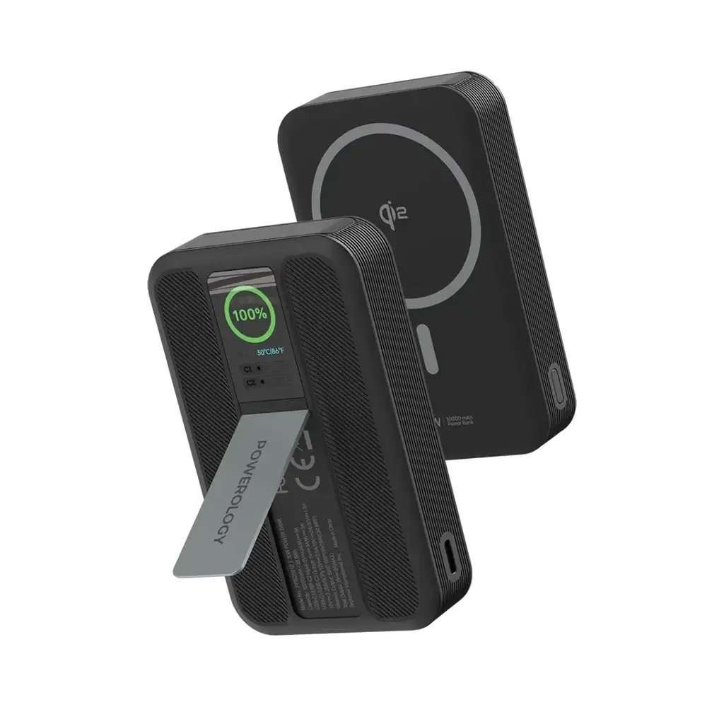 Powerology Vision 10000mAh 30W PD + Dual Type-C + 15W Qi2 Powerbank With TFT Screen